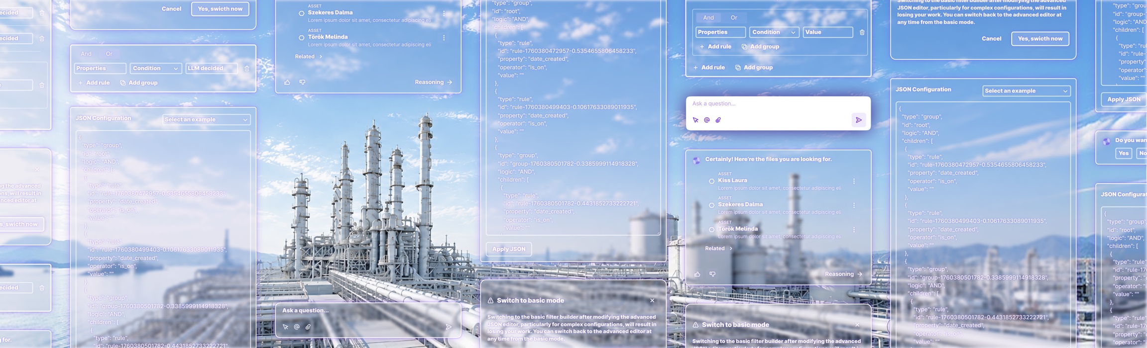Atlas AI agent canvas in a plant workstation