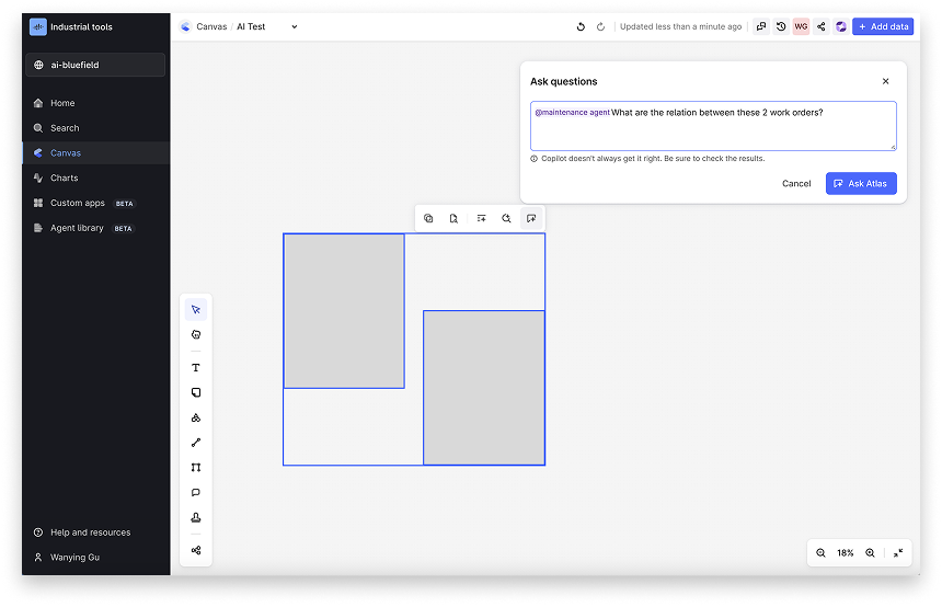Asking a question about selected Canvas items.
