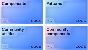 The COGS design system library: components, patterns, community utilities and community components.